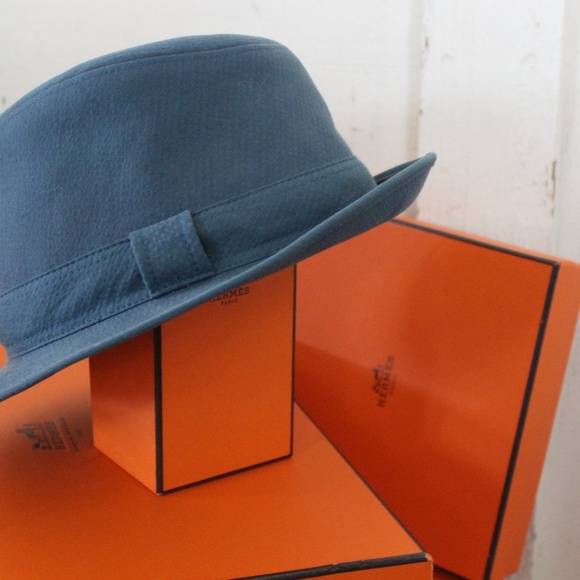 Hermes Mediterranean Blue Fedora, Size 58